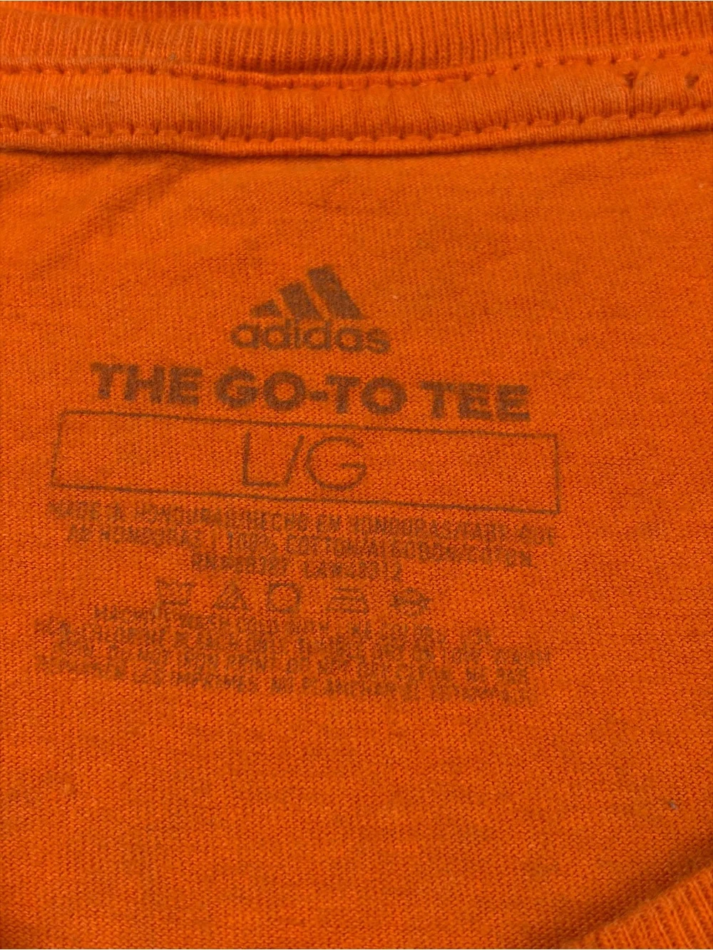 Adidas T-Shirt Orange Big Spellout Logo Gym Workout Athleisure VTG Style L